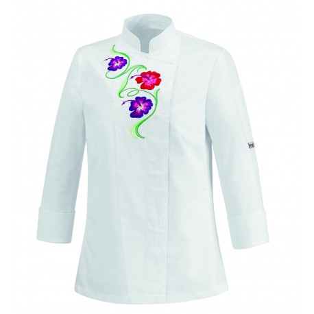 Chaqueta de cocina para señora EGOCHEF 102072 WHITE FLOWERS