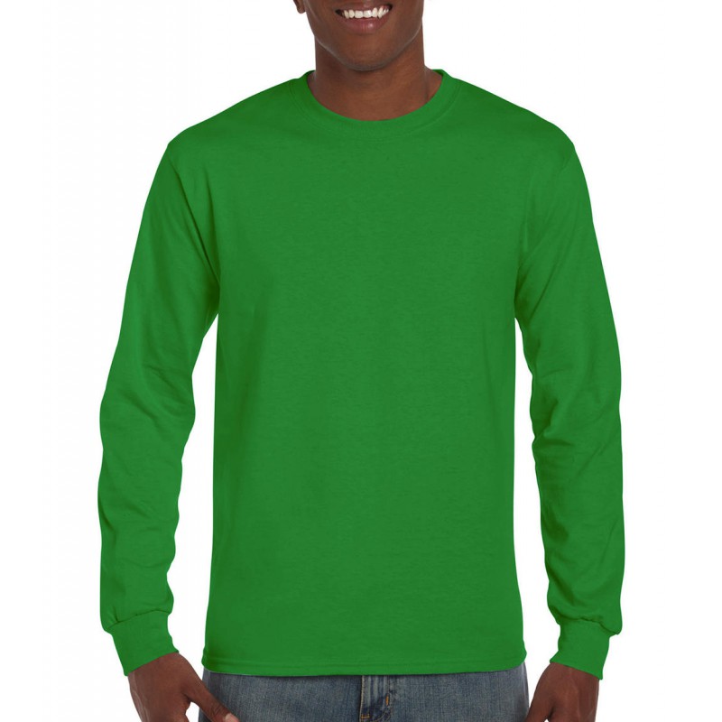 Camiseta verde grisáceo de manga larga de muletón, Chico