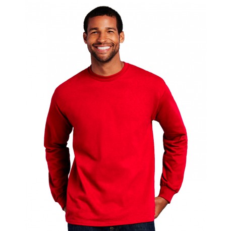 Gildan Camiseta de manga larga para hombre, ultra algodón, 2 unidades,  color rojo y naranja, talla XL, Rojo/Anaranjado