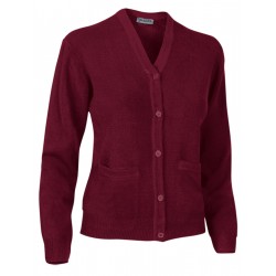 Chaqueta de punto de trabajo mujer joven. Ropa laboral de señora.