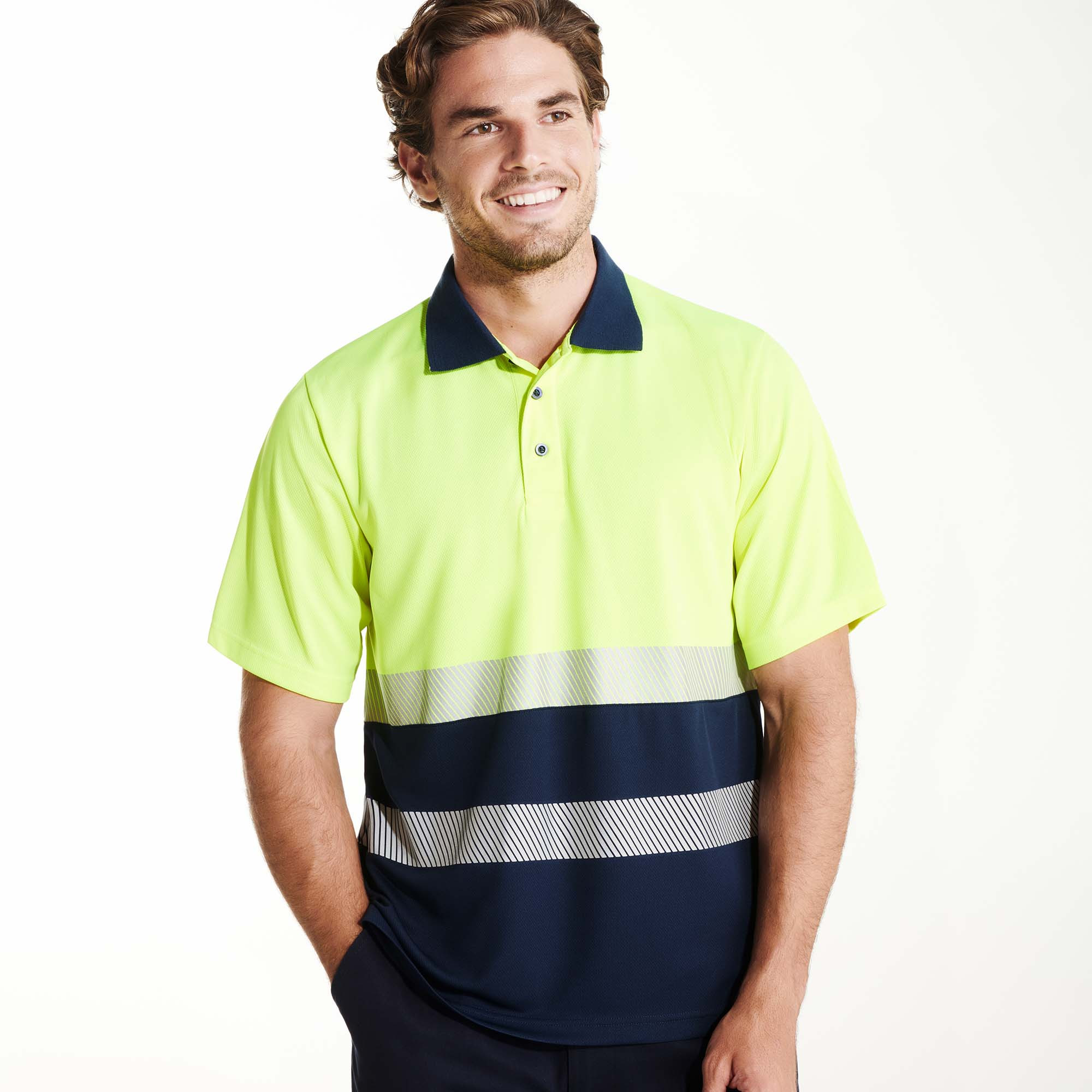 Polo bicolor manga corta para hombre