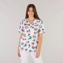 Casaca sanitaria estampada unisex manga corta GARYS 6117 KUKUXUMUSU