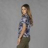 CAMISA MUJER UNIFORMES GARYS CUELLO SOLAPA HAWAIANA HIBISCUS